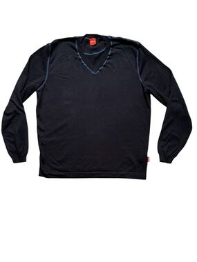 Hugo Boss Men's Black 100% Cotton V-Neck Sweater Size XL